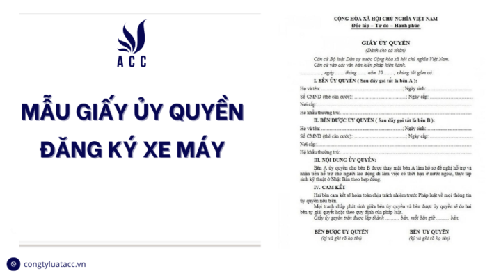 Mẫu giấy ủy quyền đăng ký xe máy